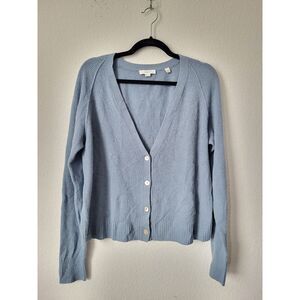 Premium 100% Cashmere Button-Front Cardigan – Size 1X / 1TG – Light Blue